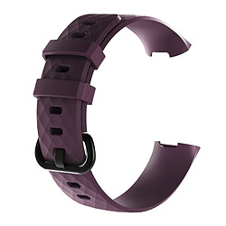 Wewoo Bracelet montre en silicone à motif de diamants pour Fitbit Charge 3 (violet foncé)