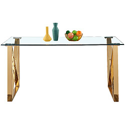 Vivenla Table de salle à manger design plateau en miroir avec piètement en acier inoxydable poli collection COSTA L. 160 x P. 90 x H. 75 cm