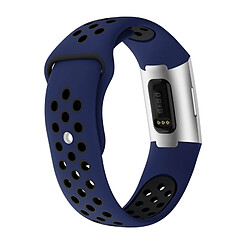 Acheter Wewoo Bracelet en silicone bicolore à trou rond et pour Fitbit Charge 3, taille de la dragonne: 130-195mm (Noir Bleu)