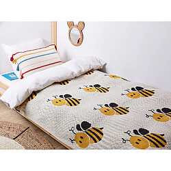 Beliani Plaid enfant avec motif d'abeilles en coton beige 130 x 170 cm DRAGAN