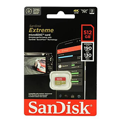 SanDisk Extreme carte mémoire Micro SDXC 512 Go A2 Classe 10 U3 V30 vitesse de lecture 190Mo/s ,écriture 130Mo/s version 2022