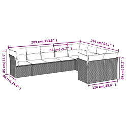 Avis vidaXL Salon de jardin avec coussins 9 pcs marron résine tressée