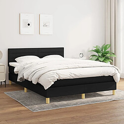 vidaXL Sommier à lattes de lit avec matelas Noir 140x190 cm Tissu 