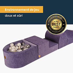 Acheter MeowBaby Aire de Jeux en Mousse avec Piscine a Balles, 4 éléments, 100 Balles, Velours, Gris Clair : Menthe/Gris/Blanc