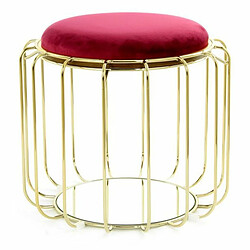 Paris Prix Pouf & Table d'Appoint Comfortable 50cm Rouge & Or