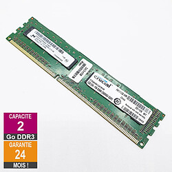 Barrette Mémoire 2Go RAM DDR3 Micron MT8JTF25664AZ-1G4H1 DIMM PC3-10600U 1Rx8 · Reconditionné PC3-10600 - 1333MHz