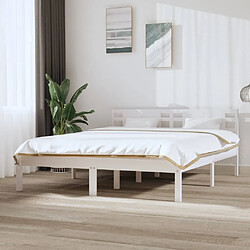 Maison Chic Lit Moderne Chambre - Cadre/structure de lit pour adulte Blanc Bois massif 150x200 cm Très grand -MN38882