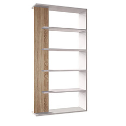 Pegane Etagère en panneaux de particules, blanc / chêne canadien - Dim : L90 x P25 x H180 cm