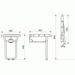 siège de douche - relevable eco avec pied - alu - pour pmr - delabie 510400