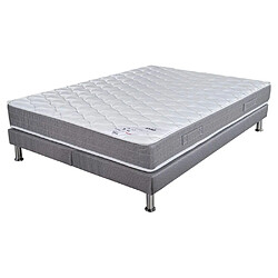 Ebac Matelas ressort + Sommier Gris clair 2x90x190 Ryad - Hauteur 20 cm - Soutien très ferme 