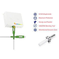 Elfcam Câble/Rallonge Fibre Optique {Orange SFR Bouygues} - Jarretière Simplex Monomode SC-APC à SC-APC - Blindage et Connecteur Renforcée - Perte Très Fiable - Blanc, 100M