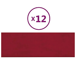 vidaXL Panneaux muraux 12 pcs Rouge bordeaux 90x30 cm Velours 3,24 m²