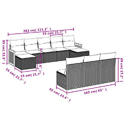 Acheter vidaXL Salon de jardin avec coussins 10 pcs gris résine tressée