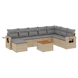 vidaXL Salon de jardin avec coussins 9 pcs beige résine tressée