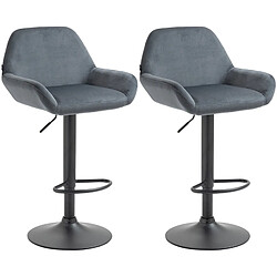 Non Lot de 2 tabourets de bar Braga velours noir