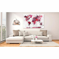 Paris Prix Tableau Imprimé World Map : Red Watercolors Wide 60 x 90 cm