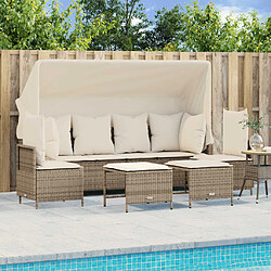 vidaXL Salon de jardin avec coussins 5 pcs beige résine tressée