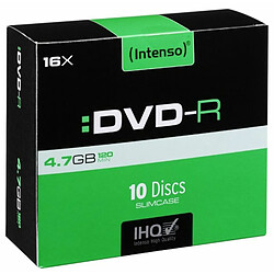 Ina DVD-R à graver - 4,7 Go - Vitesse x 16 - Intenso - Enregistrable d'un côté - Boîte rigide (lot de 10)