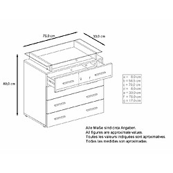 Mpc Commode Blanc Mat Et Aspect Chêne Nature (lxhxp) : 76 X 81 X 35 pas cher