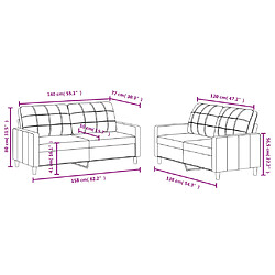 vidaXL Ensemble de canapés 2 pcs avec coussins Crème Tissu pas cher