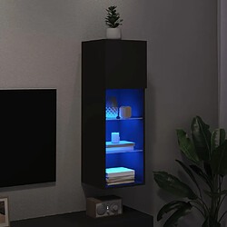 Maison Chic Meuble TV avec lumières LED, Banc TV pour salon, Meuble de rangement noir 30,5x30x90 cm -GKD50104 pas cher