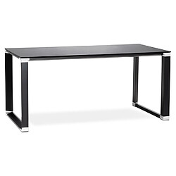 Alterego Petit bureau droit design 'XLINE' en verre noir - 140x70 cm