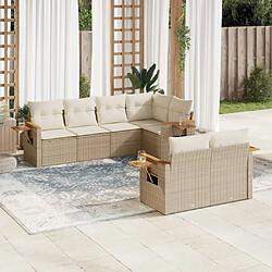 vidaXL Salon de jardin avec coussins 7 pcs beige résine tressée 