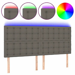 Maison Chic Tête de lit scandinave à LED,meuble de chambre Gris 160x5x118/128 cm Similicuir -MN29293