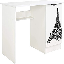 Leomark Bureau blanc avec étagère ROMA - Tour Eiffel