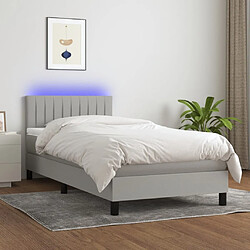 vidaXL Sommier à lattes de lit avec matelas LED Gris clair 100x200 cm