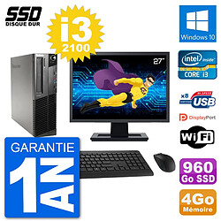 PC Lenovo M91p SFF Ecran 27" Intel i3-2100 RAM 4Go SSD 960Go Windows 10 Wifi · Occasion 