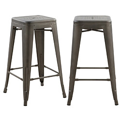 Rendez Vous Deco Tabouret de bar mi-hauteur Indus gris mat 66cm (lot de 2) 