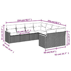 vidaXL Salon de jardin avec coussins 8 pcs beige résine tressée pas cher