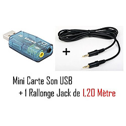 CABLING Adaptateur USB5.1 carte son compatible Windows 7 + cordon jack 1,2 mètres