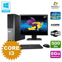 Lot PC DELL Optiplex 3010 DT Core I3 3.1Ghz 8Go 500Go DVD WIFI W7 + Ecran 22 - Occasion