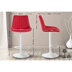 Non Lot de 2 tabourets de bar Toni tissu blanc