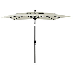 ComfortXL Parasol à 3 Niveaux Avec Mât En Aluminium Sable 2,5x2,5 M 