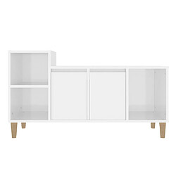 Maison Chic Meuble TV scandinave - Banc TV pour salon Blanc brillant 100x35x55 cm Bois d'ingénierie -MN13072 pas cher