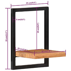 vidaXL Étagères murales 2 pcs 25x25x35 cm Bois d'acacia et acier pas cher