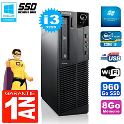 PC Lenovo M92p SFF Core I3-3220 8Go Disque 960Go SSD Graveur DVD Wifi W7 · Occasion 