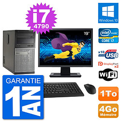 PC Tour Dell 7020 Ecran 19" Intel i7-4790 RAM 4Go Disque 1To Windows 10 Wifi · Occasion 