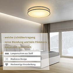 NETTLIFE Plafonnier LED 38W, 38CM Rond en Tissu Dimmable avec Télécommande Lampe de Chambre Tissu Gris Moderne pour Salon Cuisine Couloir pas cher