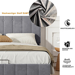 Acheter Sweiko Lit double avec tête de lit capitonnée réglable en hauteur velours confortable Lit adulte gris 140x200 cm