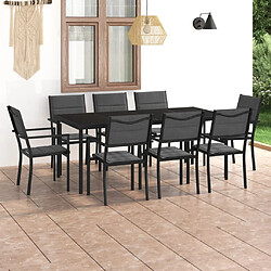 Maison Chic Salon de jardin de salle à manger 9 pcs,Table et Chaises d'extérieur,Mobilier de jardin Acier -MN12155