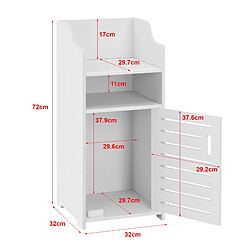 Helloshop26 Meuble bas pour salle de bain meuble colonne de rangement à porte avec plusieurs compartiments de stockage 72 cm panneau de particules blanc 03_0005818