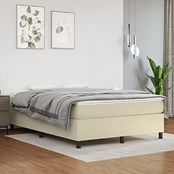 vidaXL Sommier à lattes de lit avec matelas Crème 140x190cm Similicuir