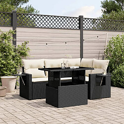 vidaXL Salon de jardin 5 pcs avec coussins noir résine tressée 