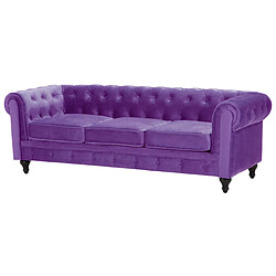 Beliani Ensemble canapé et fauteuil en velours violet 4 places CHESTERFIELD pas cher