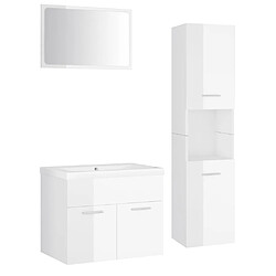 vidaXL Ensemble de meubles de salle de bain Blanc brillant Aggloméré