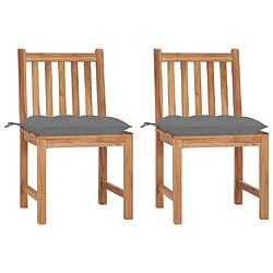 vidaXL Chaises de jardin lot de 2 avec coussins Bois de teck massif